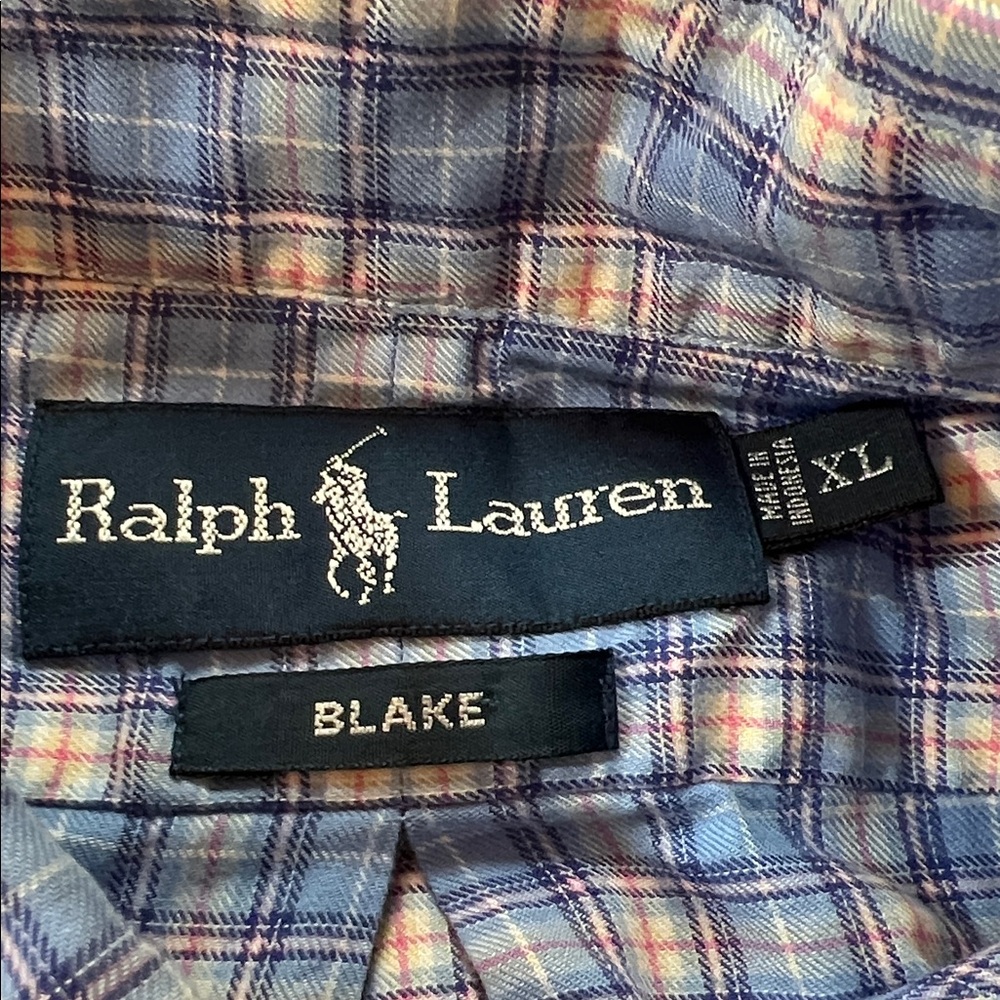 Ralph‎ Lauren Blake XL Blue Plaid Button Down Shirt Pink Pony - Picture 2 of 8